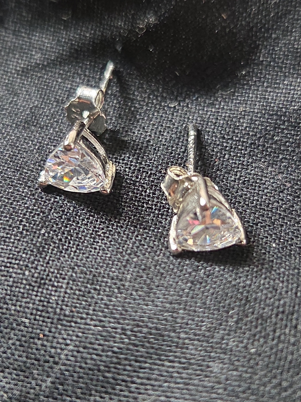 White Topaz Trillion Stud Earrings